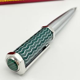 Ballpoint Pens Luxury Ballpoint Pen Octagon Green Wave Pattern High Quality With Red Box Top Gift 230827