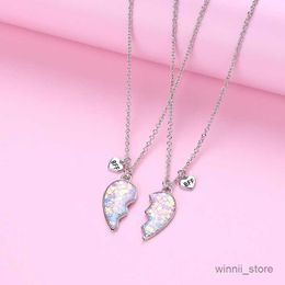 Pendant Necklaces Luoluo baby Pointed Sequin Stitching Best Friend Necklace for Girls Friendship Jewelry Gift R230828