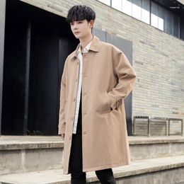 Men's Trench Coats Mid Long Coat Korean Fashion Men Lightweight Jackets Autumn Overcoats Clothing Streetwear Thin