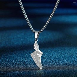 Pendant Necklaces Todorova Trendy Stainless Steel Beautiful Winged Shoe Necklace For Men Women Hip Hop Punk Jewellery Gift