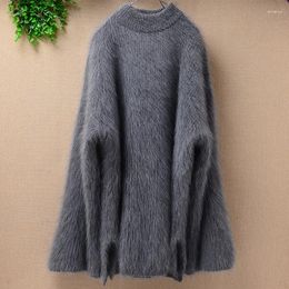 Women's Sweaters Heavy Thick Female Women Winter Fashion Loose Plush Mink Cashmere Angora Fur Long Flare Sleeves Pullover Sweater