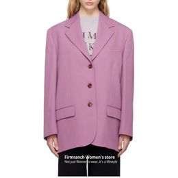 Womens Suits Blazers Firmranch North Europe Raspberry Pink Loose Leisure Suit For Women Office Lady Tailored Chic Wear Spring Autumn Ins 230826