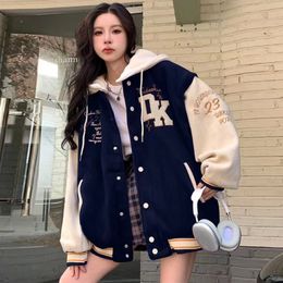 Womens Jackets American Retro Letter Embroidered And Coats Women Y2K Street Hip Hop Trend Baseball Uniform Harajuku Loose Casual Jacket 230828