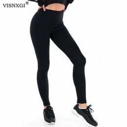 Womens Leggings VISNXGI Casual Women Black Elastic Fitness Sport Gym High Waist Pants Push Up Spandex Legging 230828