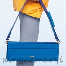 JAC Royal blue bag Long and square bag Leather shoulder Bag Light Luxury Envelope Bag Luxury Handbag Women's Underarm Bag Baguette bag, niche designer bag, size: 30*9*6.5cm