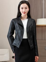 Women's Jackets 2023 Spring Autumn Women Faux Pu Leather Short Jacket Motorcycle Biker Female Zipper Lapel Slim Coat Outwear