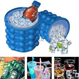 Silicone Ice Cube Maker Ice Bucket Mould with Lid Space Saving Cube Wine Ice Cooler Beer Cabinet Kitchen Tools Drinking Freeze HKD230828