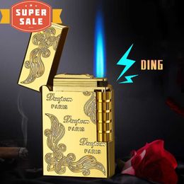 New Square Metal Side Slip Mini No Gas Lighter Outdoor Windproof Flint Cigarette Smoking Accessories Gadgets Gifts For Men IHD0