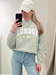 Womens Hoodies Sweatshirts London Sweatshirt Women Spring Autumn Clothing Letter Printed Vintage Tops Fashion Pullovers Female 230828