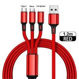 66w 3 In 1 Micro USB Type C Charger Cables Multi Usb Port Multiple Charging Cord Mobile Phone Wire For OPPO RENO 2 3 4 5 6 7 8 PRO A3S A5S A5 A9 A12 A15 A31 A52 A72 A92 A54 A74 A94
