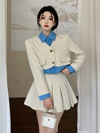 Two Piece Dress Spring Fashion Casual Set For Women Blazer Coat Pleated Skirt Suits Korean OL 2 Sets Outfit 230828