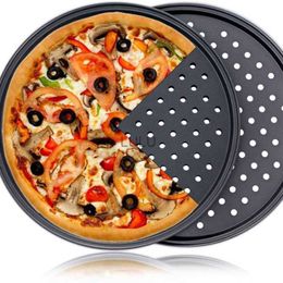 Non Stick Ro UndOven Tray Carbon Steel Perforated With Holes Cooking Plate Dishes Holder Baking Tool HKD230828