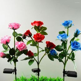 Simulation Rose Flower Solar Lamp High Brightness IP65 Waterproof 5 Colour ABS Solar-Powered Landscape For Lawn