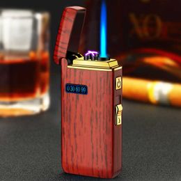 2022 Metal Windproof Double Arc USB Charging No Gas Dual Purpose Lighter Electric Hybrid Cigar Men's Gift EMG5