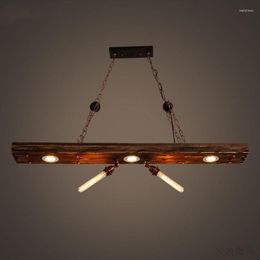 Pendant Lamps Industrial Style Chandelier American Loft Retro Personalized Restaurant Cafe Bar Wooden Decoration Light Lustre Bra