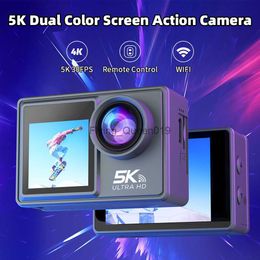 Action Camera SD 128GB 5K 30PFS 1080P Dual IPS Screen WiFi 170D Wide Angle Remote Motorcycle Bicycle Waterproof Cam Sports Video HKD230828