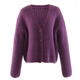 Women's Sweaters PHOEBE HZ 2023 Autumn Winter Style Chunky Yarn Knitting Cardigan Matching Loose Fashion Delicacy Thermal Clothing Women