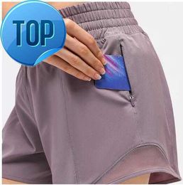 LU-16 Elastic Waist Mesh Women's Hotty Hot Shorts Yoga Pants Running Fitness Casual Loose Breathable Hidden Zipper Pocket Sports Short Gym Clothes Women Underwearsh