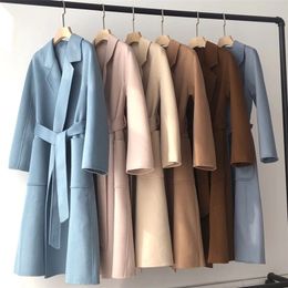 Women's Wool Blends SPECIAL OFFER Cashmere Coat Female Winter Mid-Length Corrugated Coat Black Wool Coat Woman Autumn Casual Fashion Beige Coat 230827