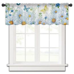 Curtain Daisy Butterfly Dragonfly Flower Kitchen Small Tulle Sheer Short Bedroom Living Room Home Decor Voile Drapes