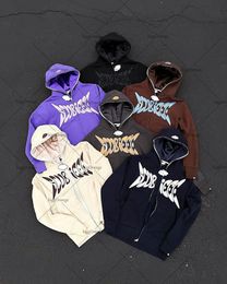 Womens Hoodies Sweatshirts Fashion Gothic Colour letter printing hoodie womens Y2K spring and autumn loose casual allmatch zipper sweater clothes men 230828