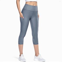 Active Pants Drying Quick High Waist Sport Shorts For Women Out Pocket Gym Lady Capri 3/4 Fitness Woman Leggins