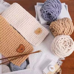 100g/ball Chenille Knitting Yarn Soft Ice Strip Line Cotton Yarn Scarf Hat Cushion Doll Slippers Yarn Crochet DIY Hand Wool Yarn