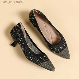 shoes Dress Shoes Women large high 2023 new spring and autumn pointed thin heels knitting fashion breathable anti-skid b 0b26 026