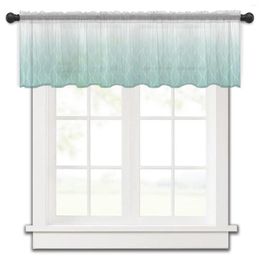 Curtain Moroccan Texture Blue Green Kitchen Small Window Tulle Sheer Short Bedroom Living Room Home Decor Voile Drapes