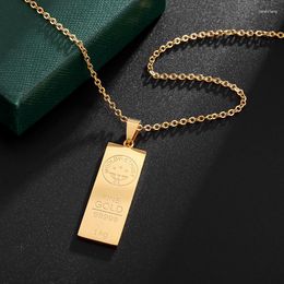 Pendant Necklaces Fashion Gold Color Cuboid Stainless Steel Necklace For Men Women Trendy Hip Hop Domineering Street Party Jewelry Gift