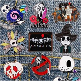 Pins Brooches The Nightmare Before Christmas Halloween Badges Enamel Pin Bag Lapel Pins On Backpack Jewellery Gift Accessories Drop Del Dhhlu