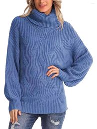 Women's Sweaters Turtleneck For Women Casual Oversized Lantern Long Sleeve Chunky Knitted Pullover Fall Sweater Jumper Tops