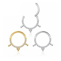 Tragus Piercing Ball Clicker Daith Helix Nose Ring Titanium Crystal Zircon Cartilage Septum Earrings Body Jewellery