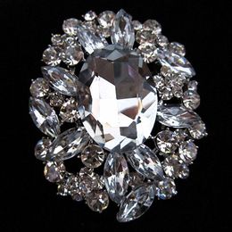 2 Large Size Stunning Clear Rhinestone Crystal and Bridal Wedding Brooch