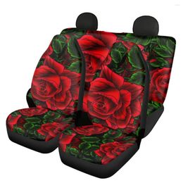 Car Seat Covers Gothic Rose Pattern Full Set Interior For Women Men General Sedan Front And Rear Cover Soft Easy To Instal Autos Decor