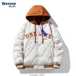 Wassup2023 New Fake Two Piece Hooded for Boys, Teenagers, Students, Winter White Duck Down Coat