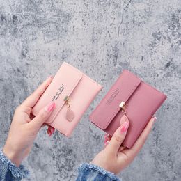 Wallets Minimalist Small Wallet Korean Version Women's Short Zero Purse Money Clips Lady Coin Pocket PU Leather Lock Buckle