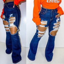 Women's Jeans Women Sexy Vintage Boyfriend Ripped Bagge Holes Destroyed Broken Pants Female Denim Trousers Pantalones Mujer Streetwear