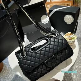 Luxury Designer Bag Pearl Chain Handbag Tweed Flap Women's Crossbody Bag Woven Chain Shoulder Bag Luxury Handbag Wallet