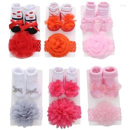 First Walkers Baby Stuff Born Solid Color Lace Socks Bow Princess Cute Bowknot Hair Band Set Po Props Shower