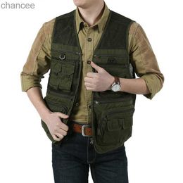 Brand Mens Vests Sleeveless Jacket Cotton Casual Multi Pocket Vest Plus Size S-6XL Travel Journalist Waistcoat Mesh Photography HKD230828