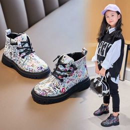 Boots Girls' Boots Kids Fashion with Word Prints Chelsea Boots for Boys Children Unisex New PU Princess Leather Ankle Boots for Girls L0828