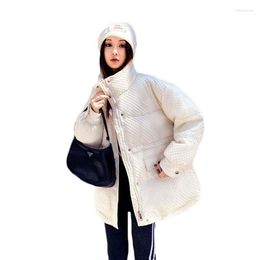 Women's Down Style Jacket Women Mid-Length Autumn And Winter Wear 2023 Stand-Up Collar Fashion Slim All-Match Outwear Y702