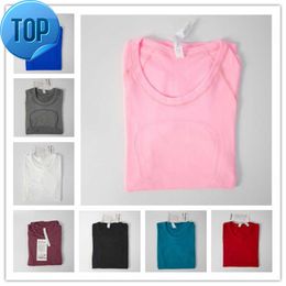 2023 Yoga clothes Lu-088 Women Yoga T-Shirts Women's T-Shirt High-Elastic Breathable Running Top Quick Drying Seamless Short Sleeve Sport-Cycling Gym Wear lu goodh