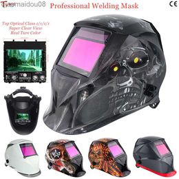 Protective Clothing Professional Welding Helmet 100*65mm 1111 4 Sensors Grinding DIN 3/4-13 MMA MIG TIG EN379 Solar Auto Darkening Welding Mask HKD230826