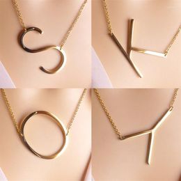 Pendant Necklaces Minimalist Stainless Steel 26 A-Z Letter Name Initial For Women Long Big Girl Gift