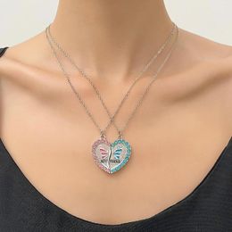 Pendant Necklaces 2 Pcs BFF Necklace Women Crystal Heart Friend Letter Fashion Couple Friendship Jewellery