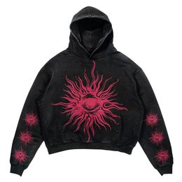 Mens Hoodies Sweatshirts American Vintage Cthulhu Eye Graphic Print Y2K Street Dress Loose Hooded Pullover Spring Fashion Sweatshirt Top 230828