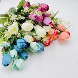 Decorative Flowers Multicolor 11heads Roses Bouquet For Home Decoration Accessories Fake Daisy Flower Wedding Artificial