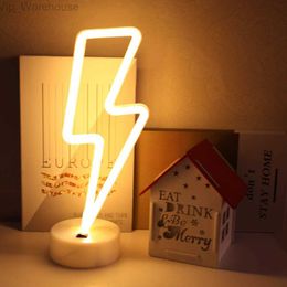 LED Neon Sign Lightning Shaped USB Battery Operated Night Light Decorative Table Lamp for Home Party Living Room Decoration HKD230825